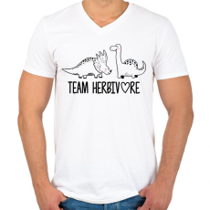 PRINTFASHION Team herbivore - Férfi V-nyakú póló - Fehér