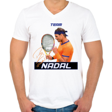 PRINTFASHION Team Nadal - Férfi V-nyakú póló - Fehér férfi póló