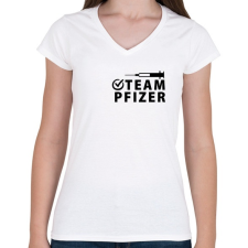PRINTFASHION Team Pfizer - Női V-nyakú póló - Fehér női póló
