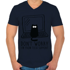 PRINTFASHION Tech support - Férfi V-nyakú póló - Sötétkék férfi póló