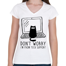 PRINTFASHION Tech support - Női V-nyakú póló - Fehér