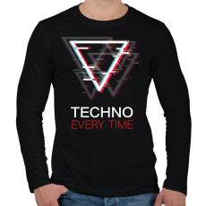PRINTFASHION Techno - Every time - Férfi hosszú ujjú póló - Fekete