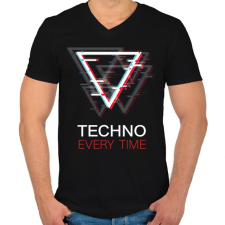 PRINTFASHION Techno - Every time - Férfi V-nyakú póló - Fekete férfi póló