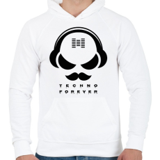 PRINTFASHION Techno forever - DJ - Férfi kapucnis pulóver - Fehér