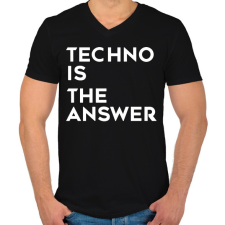 PRINTFASHION Techno is the answer! - Férfi V-nyakú póló - Fekete férfi póló