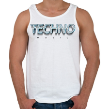 PRINTFASHION Techno music - Fémes - Férfi atléta - Fehér atléta, trikó