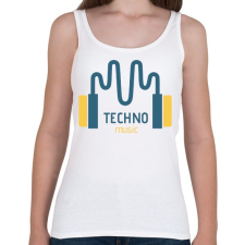 PRINTFASHION Techno music -Fülhallgató - Női atléta - Fehér női trikó
