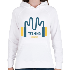 PRINTFASHION Techno music -Fülhallgató - Női kapucnis pulóver - Fehér