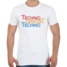 PRINTFASHION Techno - Neon - Férfi póló - Fehér férfi póló