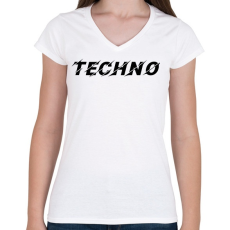 PRINTFASHION Techno - Női V-nyakú póló - Fehér