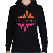 PRINTFASHION Techno - Színes - Női kapucnis pulóver - Fekete női pulóver, kardigán