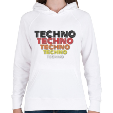 PRINTFASHION Techno, Techno - Női kapucnis pulóver - Fehér női pulóver, kardigán