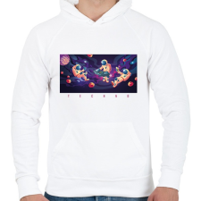 PRINTFASHION Techno - Űrhajós - Férfi kapucnis pulóver - Fehér férfi pulóver, kardigán