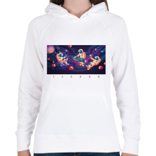 PRINTFASHION Techno - Űrhajós - Női kapucnis pulóver - Fehér női pulóver, kardigán