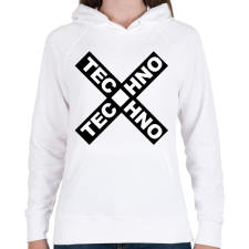 PRINTFASHION TECHNO X - Női kapucnis pulóver - Fehér női pulóver, kardigán