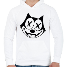 PRINTFASHION TechnoCat - Férfi kapucnis pulóver - Fehér férfi pulóver, kardigán