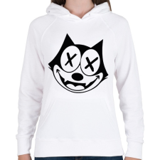 PRINTFASHION TechnoCat - Női kapucnis pulóver - Fehér női pulóver, kardigán