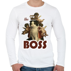 PRINTFASHION Teh boss - Cat - Férfi hosszú ujjú póló - Fehér