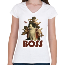 PRINTFASHION Teh boss - Cat - Női V-nyakú póló - Fehér női póló