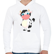 PRINTFASHION Tehén  - Férfi kapucnis pulóver - Fehér férfi pulóver, kardigán