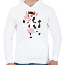 PRINTFASHION Tehén - Férfi kapucnis pulóver - Fehér férfi pulóver, kardigán