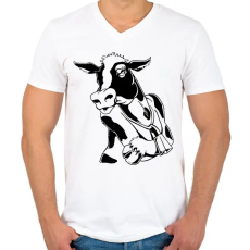 PRINTFASHION tehén - Férfi V-nyakú póló - Fehér
