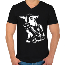 PRINTFASHION tehén - Férfi V-nyakú póló - Fekete férfi póló
