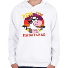 PRINTFASHION Tehén - pew pew madafakas - Gyerek kapucnis pulóver - Fehér