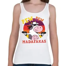 PRINTFASHION Tehén - pew pew madafakas - Női atléta - Fehér női trikó