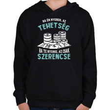 PRINTFASHION Tehetség, szerencse - Gyerek kapucnis pulóver - Fekete gyerek pulóver, kardigán