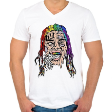 PRINTFASHION Tekashi69 - Férfi V-nyakú póló - Fehér