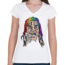 PRINTFASHION Tekashi69 - Női V-nyakú póló - Fehér