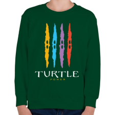 PRINTFASHION Teknős erő - Gyerek pulóver - Sötétzöld gyerek pulóver, kardigán