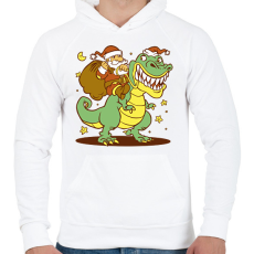 PRINTFASHION Télapó dínó háton - Férfi kapucnis pulóver - Fehér