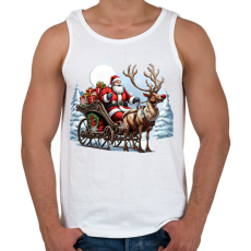 PRINTFASHION Télapó és Rudolf, a piros orrú rénszarvas - Férfi atléta - Fehér