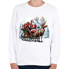 PRINTFASHION Télapó és Rudolf, a piros orrú rénszarvas - Gyerek pulóver - Fehér
