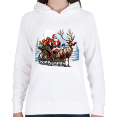 PRINTFASHION Télapó és Rudolf, a piros orrú rénszarvas - Női kapucnis pulóver - Fehér