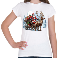 PRINTFASHION Télapó és Rudolf, a piros orrú rénszarvas - Női póló - Fehér női póló