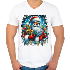 PRINTFASHION Télapó - Férfi V-nyakú póló - Fehér