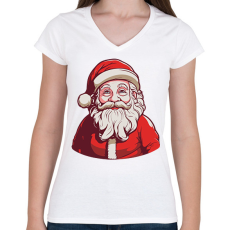 PRINTFASHION Télapó - Női V-nyakú póló - Fehér