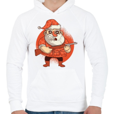 PRINTFASHION Télapó puskával - Férfi kapucnis pulóver - Fehér