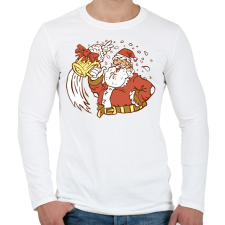 PRINTFASHION Télapó sörrel - Férfi hosszú ujjú póló - Fehér férfi póló