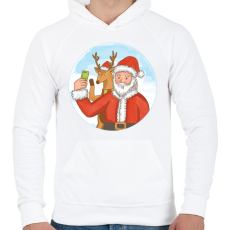 PRINTFASHION Télapó szelfi - Férfi kapucnis pulóver - Fehér