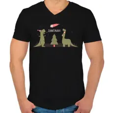 PRINTFASHION Télapóóó - Férfi V-nyakú póló - Fekete