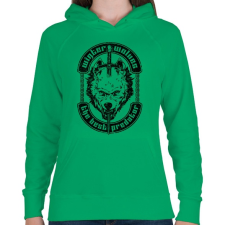 PRINTFASHION Télen a farkasok a legjobb ragadozók - Női kapucnis pulóver - Zöld női pulóver, kardigán