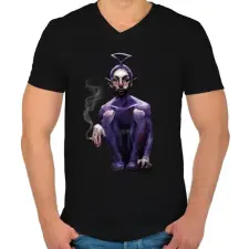PRINTFASHION Teletubbie - Férfi V-nyakú póló - Fekete férfi póló