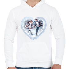 PRINTFASHION Téli szerelem - Férfi kapucnis pulóver - Fehér férfi pulóver, kardigán