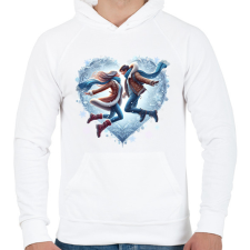 PRINTFASHION Téli szerelem - Férfi kapucnis pulóver - Fehér férfi pulóver, kardigán