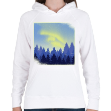 PRINTFASHION Téli táj - Női kapucnis pulóver - Fehér női pulóver, kardigán