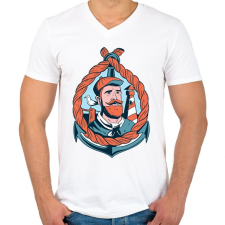 PRINTFASHION Tengerész - Férfi V-nyakú póló - Fehér férfi póló